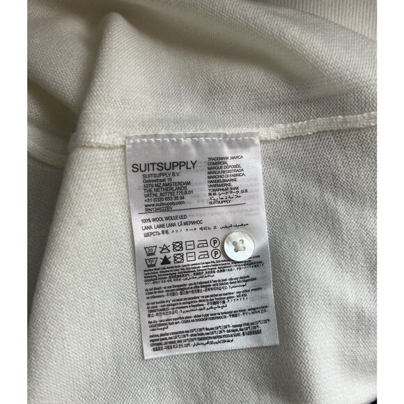 Suitsupply Merino Long Sleeve Polo Cardigan Off-White Size XL NWT - Picture 6 of 10